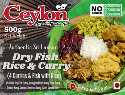 CEYLON 500g Dry Fish Rice & Curry Wrapped In Banana Leaf