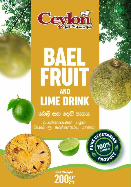 CEYLON 280g Bael Fruit & Lime Powder with Sugar Mix (100% ORGANIC PRODUCT)