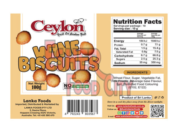 CEYLON 100g Wine Biscuits Snacks