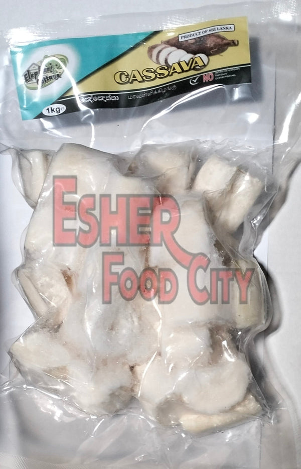 ELEPHANT COTTAGE 1kg CASSAVA (Cut into Pieces) FROZEN